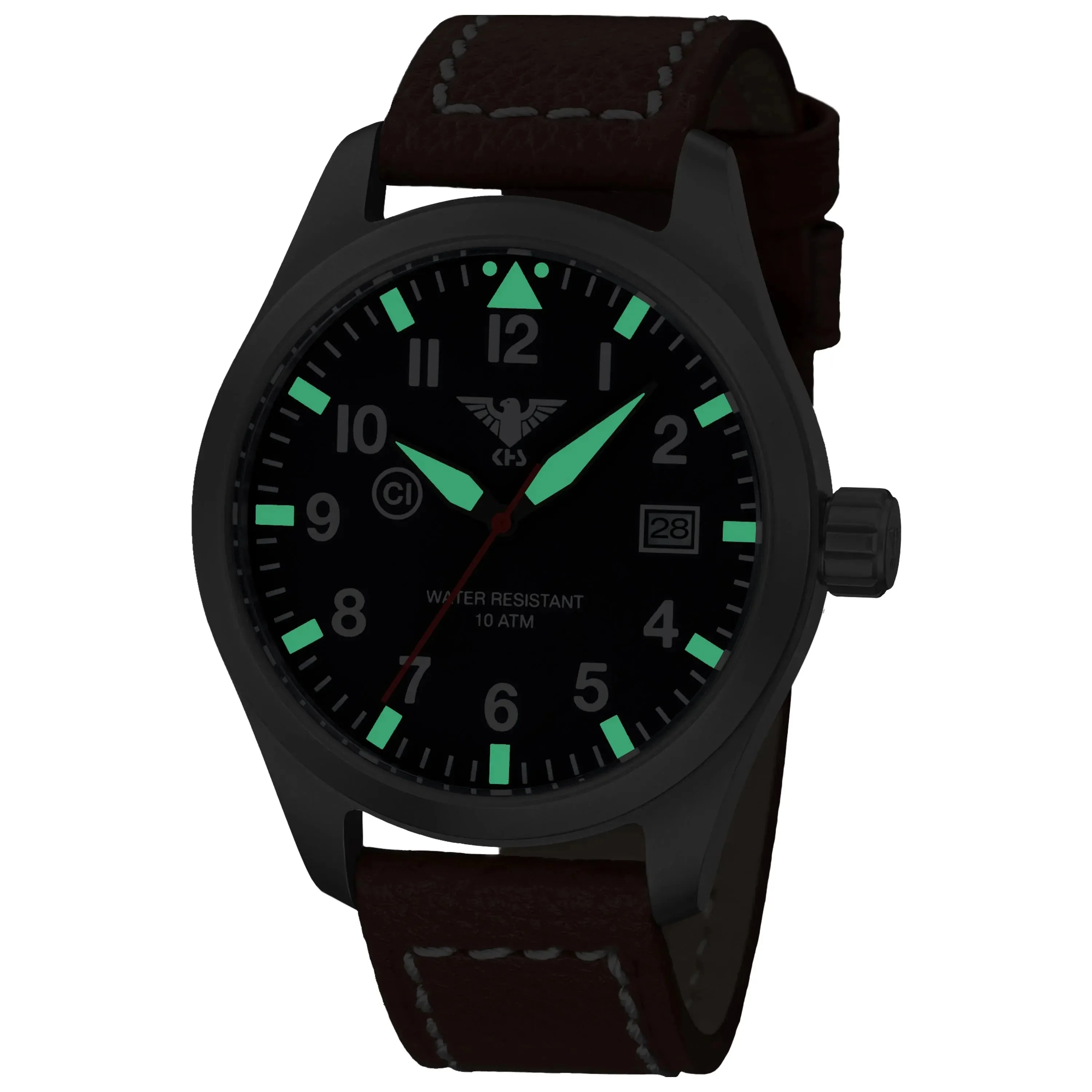 Armbanduhr Airleader Steel Büffellederband - Image 2