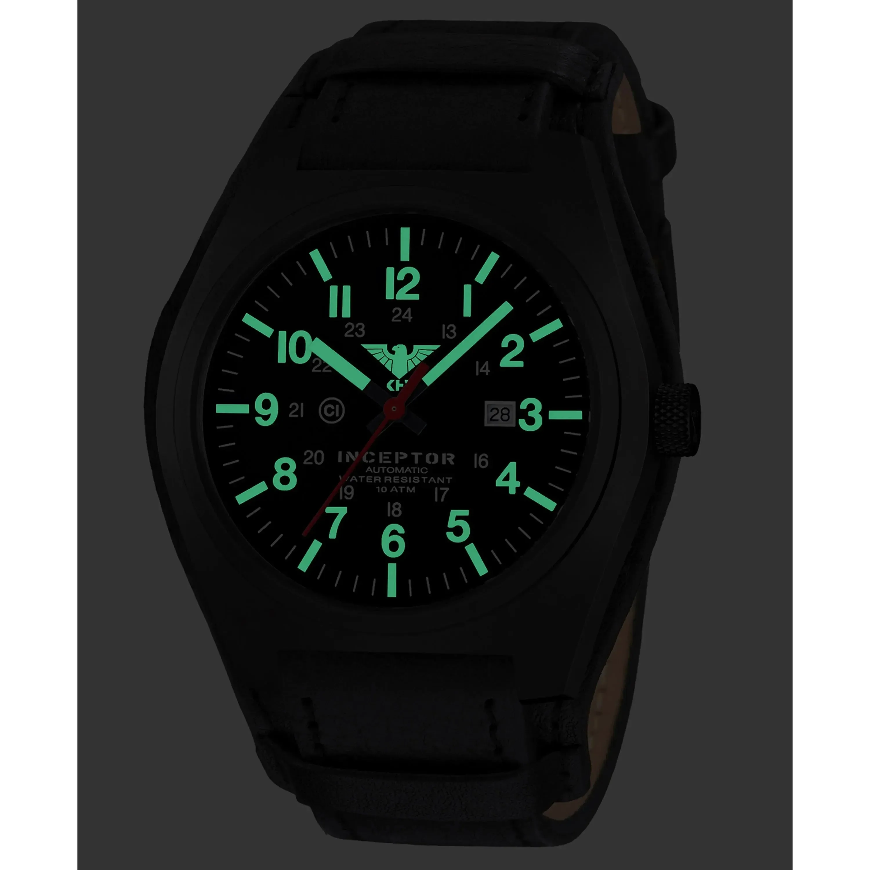 Armbanduhr Inceptor Black Steel Automatic Lederband G-Pad - Image 2