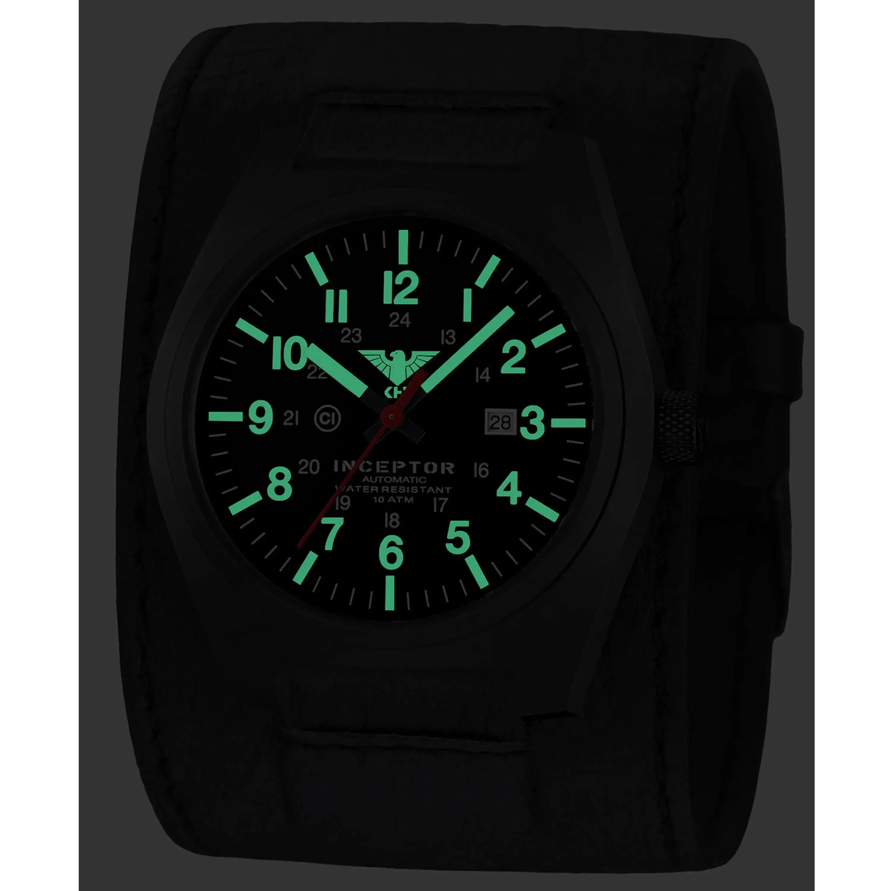 Uhr Inceptor Black Steel Automatic Lederkraftband - Image 2