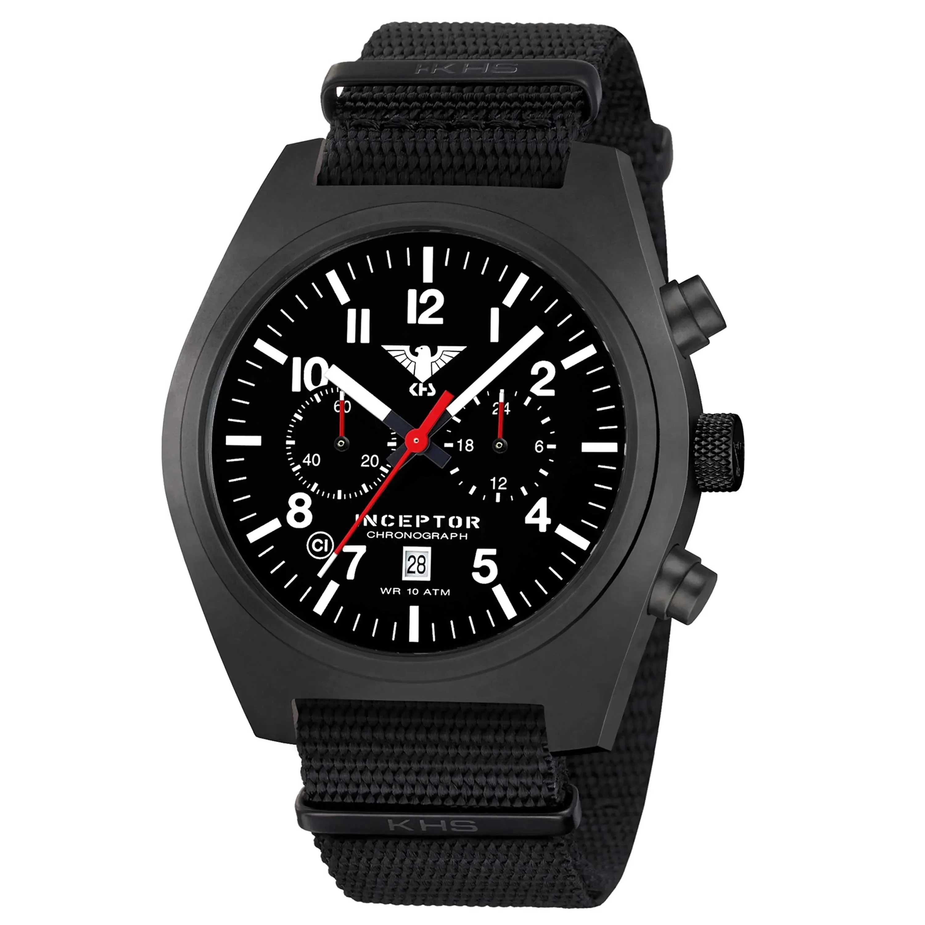Uhr Inceptor Black Steel Chronograph Natoband