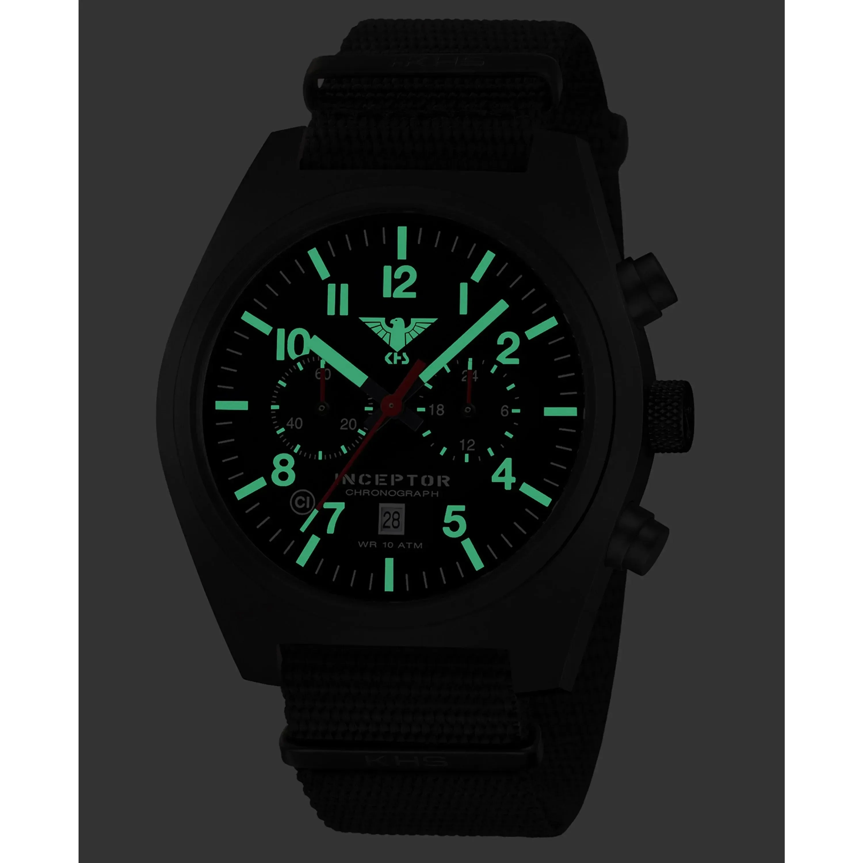 Uhr Inceptor Black Steel Chronograph Natoband - Image 2