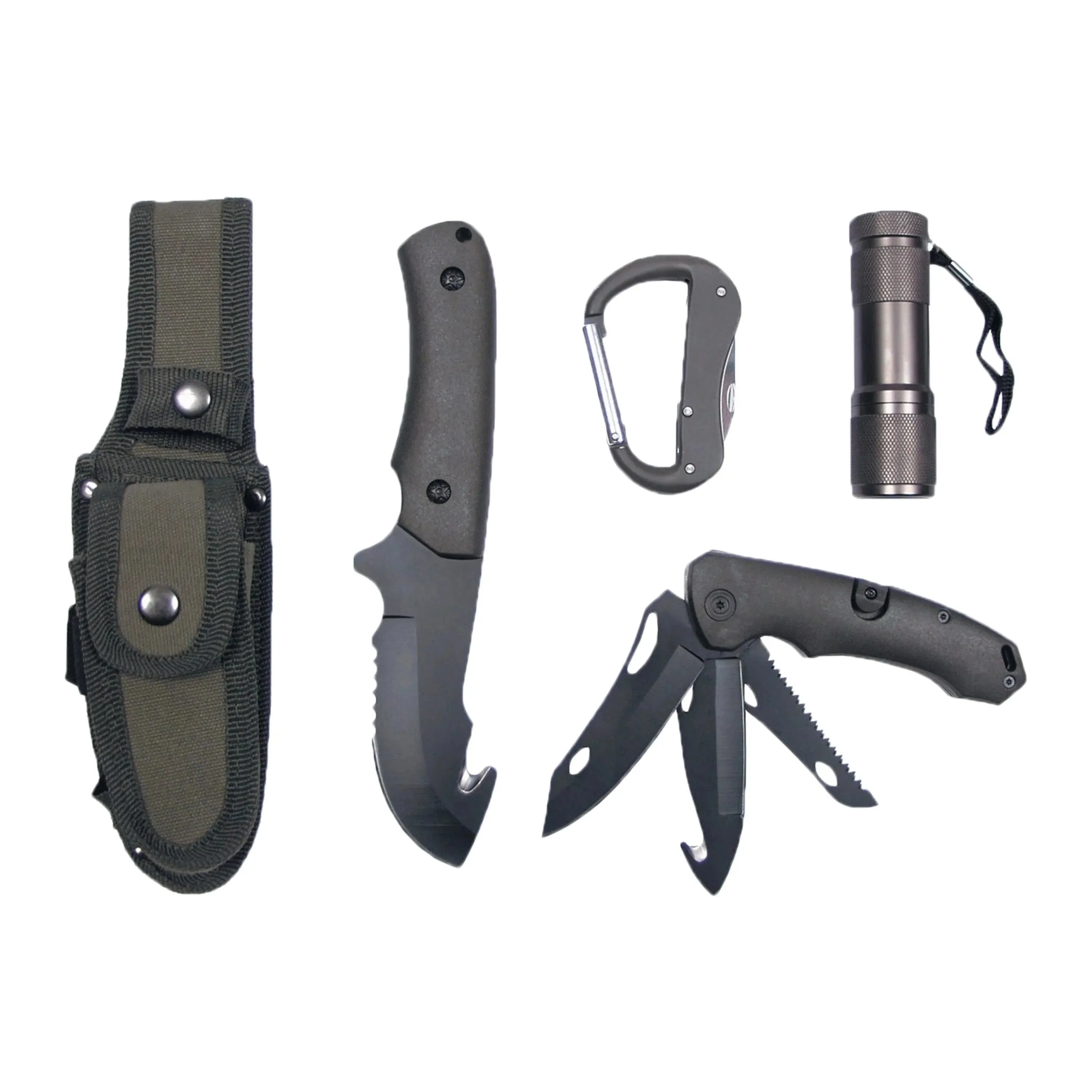 Messerset mit LED-Taschenlampe oliv - Image 2