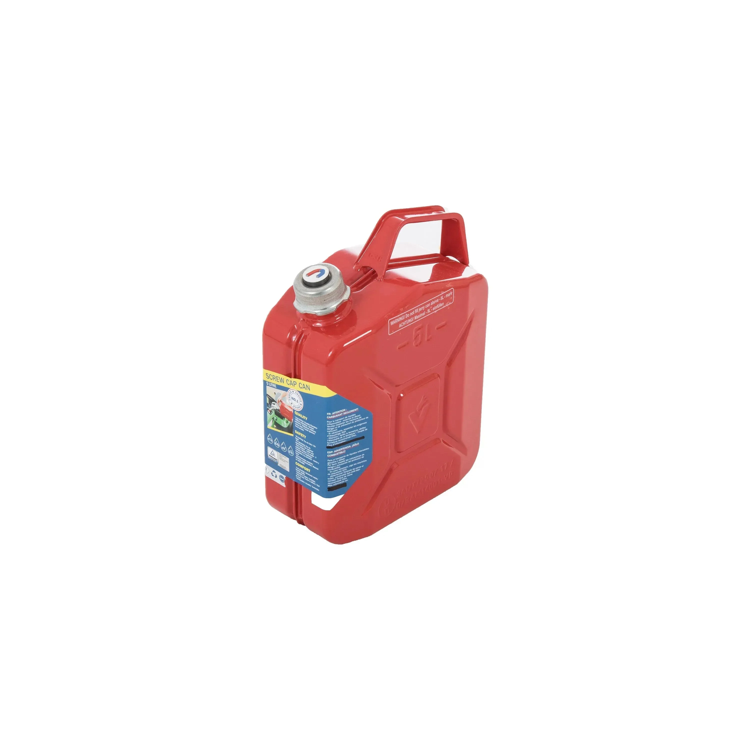 Benzinkanister Stahlblech mit Magnetverschluss 5 L rot
