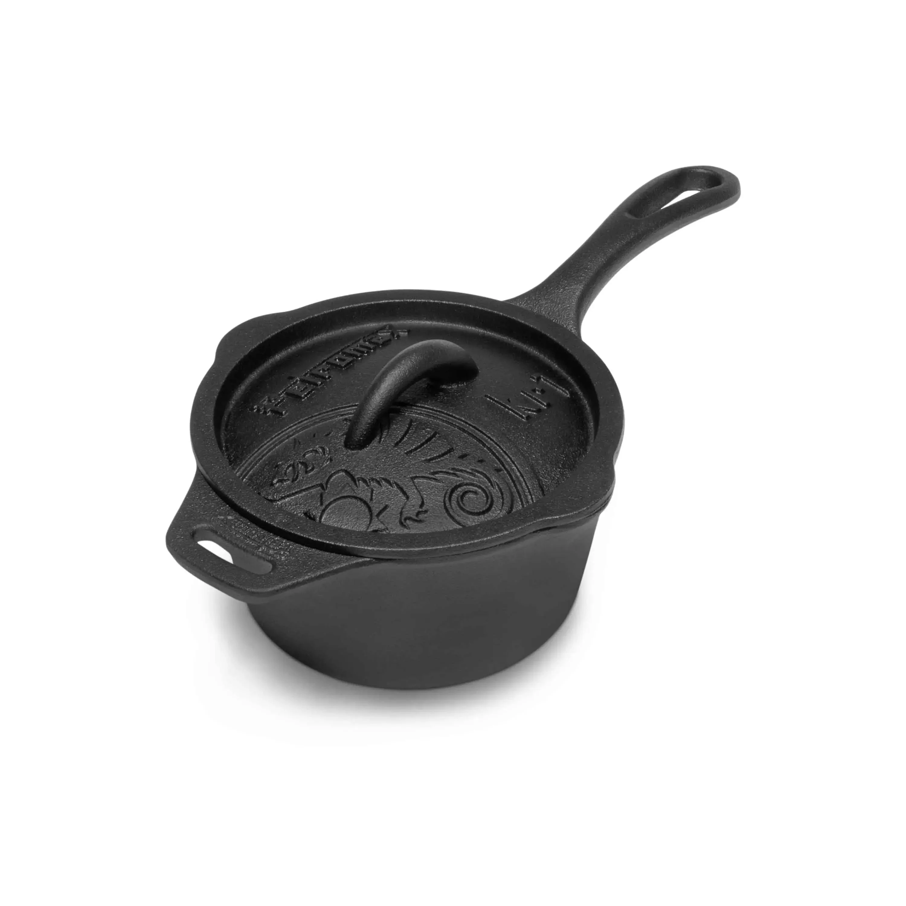 Kasserolle kr1 Gusseisen mit Deckel schwarz