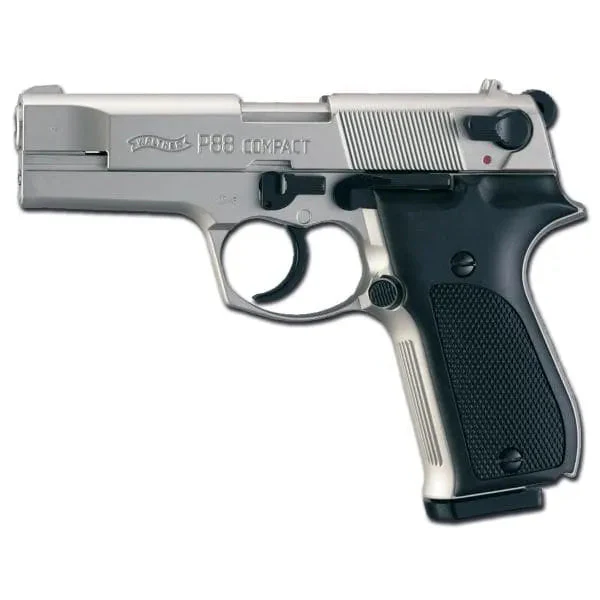 Pistole  P88 vernickelt - schwarz